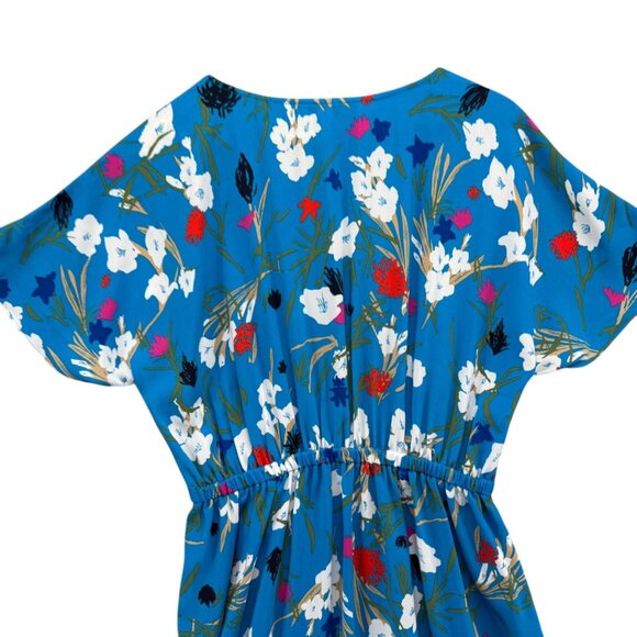 J.CREW Mercantile High Low Faux Wrap Dress Emmahansi Cabana Blue Multi Size S - Picture 6 of 15